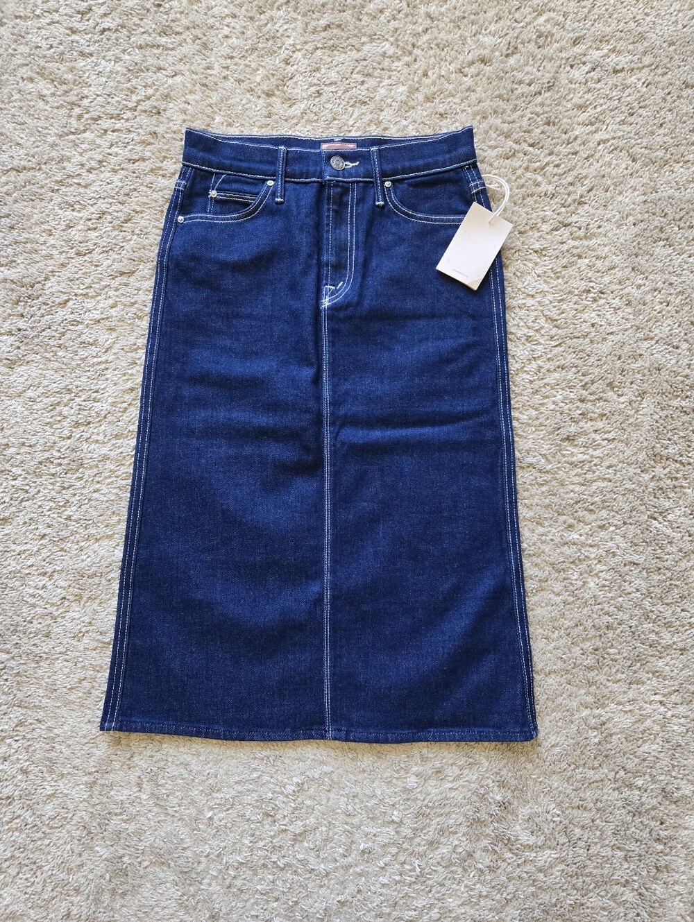 Mother The Country Swooner Denim Skirt Womens 24 Blue A Line